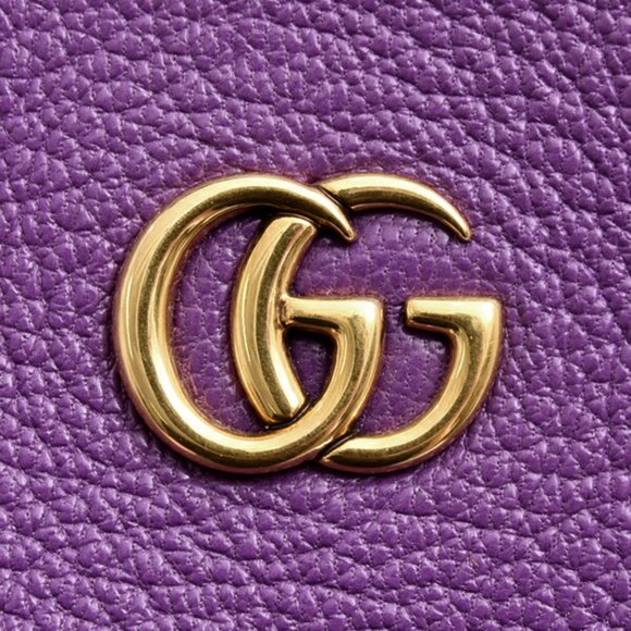 GUCCI Authentic Purple Leather GG Marmont Shoulder Bag - Picture 5 of 10